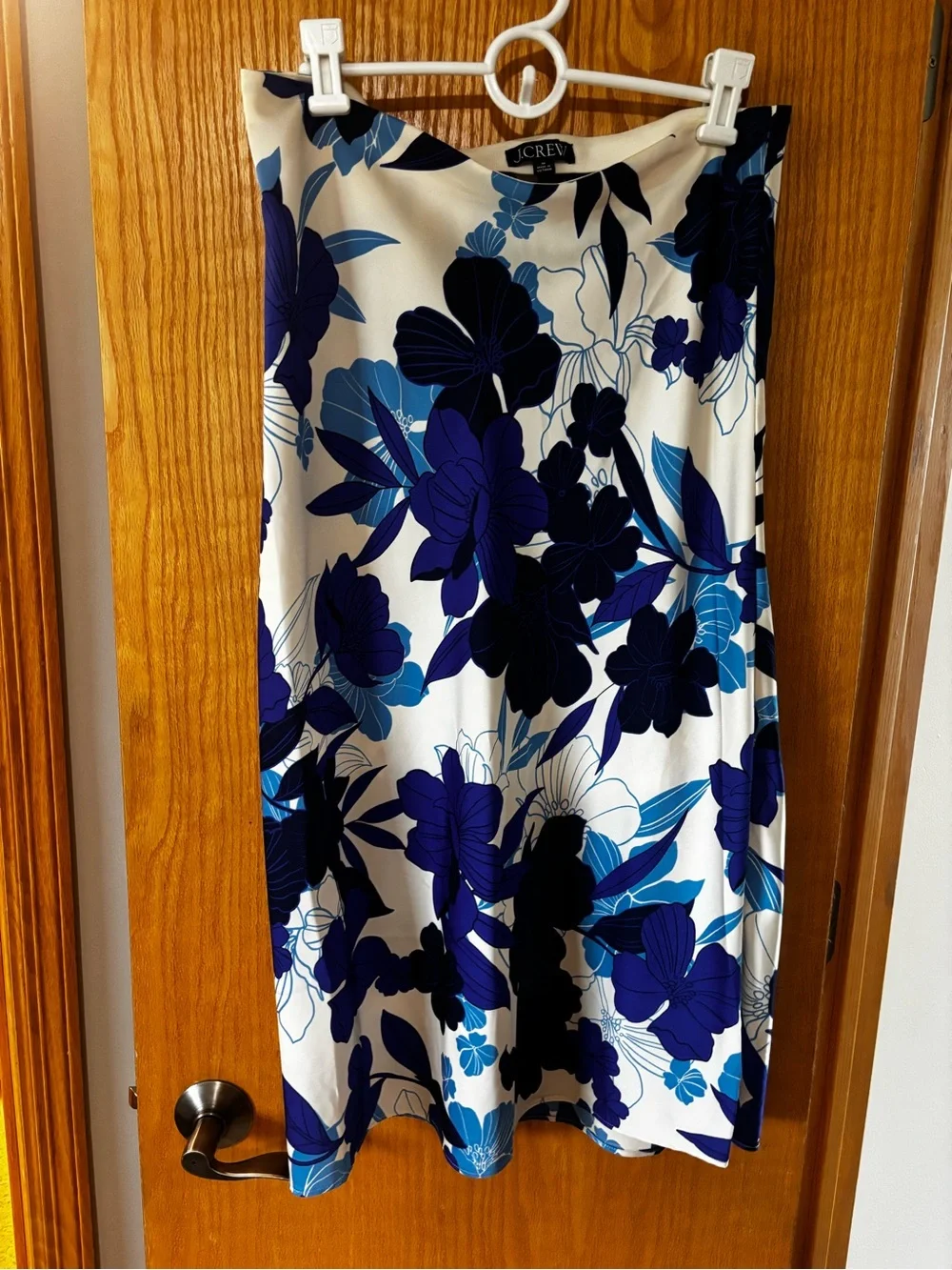 J. Crew Blue Floral Midi Skirt on White